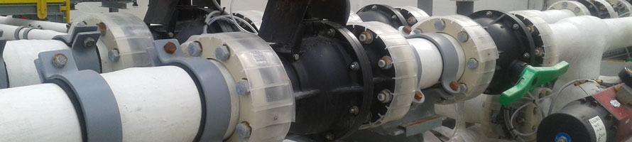 Thermoplastic SAFI manual ball valves installed in chemical and petrochemical industry