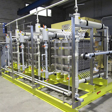 Small chlorine plant on skid, the size of a shipping container